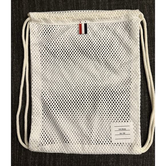 Brand New Thom Browne Mesh Gym Bag / Drawstring Backpack, White. Yours for? - Picture 2 of 4
